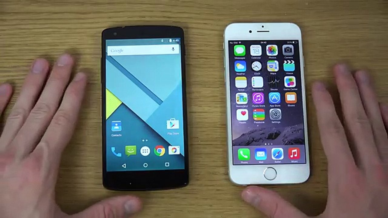 Nexus 5 Android 50 Lollipop vs iPhone-6-iOS-8---Review 4K