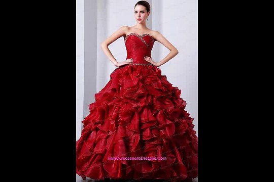 Wine Red Sweet16 Dress Beading and Rufffles Sweetheart Organza UNION19T07PRT