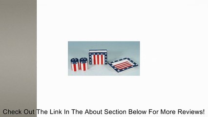 Decorative Americana Red White + Blue Salt Pepper Napkin Holder Spoon Rest Set Review