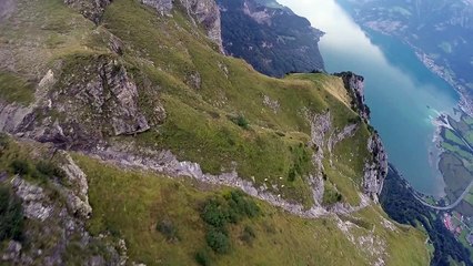 Il fait du wingsuit au ras du sol et entre les sapins