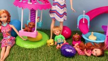 Frozen Elsa and Kids Barbie Playground Surprise Eggs Puppy Park Disney Princess Anna DisneyCarToys