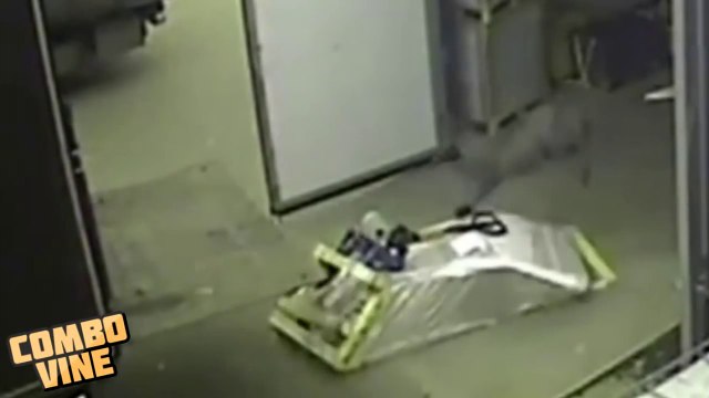 Ejected by palet truck, so violent headshot on the ground! That's a FAIL!!!