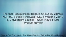 Thermal Receipt Paper Rolls, 2-1/4in X 85' 24Pack NCR 9078-0582  First Data FD50 ti Verifone Vx510 570 Hypercom Equinox T4220 T4230 T4205 Review