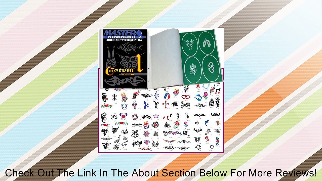 Master Airbrush� Brand Tattoo System. With Master G22 Airbrush, Air Compressor, Deluxe Book of 100 Tattoo Stencils, 6' Air Hose, Black, Blue, Red & Yellow Temporary Tattoo Ink in 1-oz Bottles. The Kit Now Includes a (FREE) How to Airbrush Training Book to