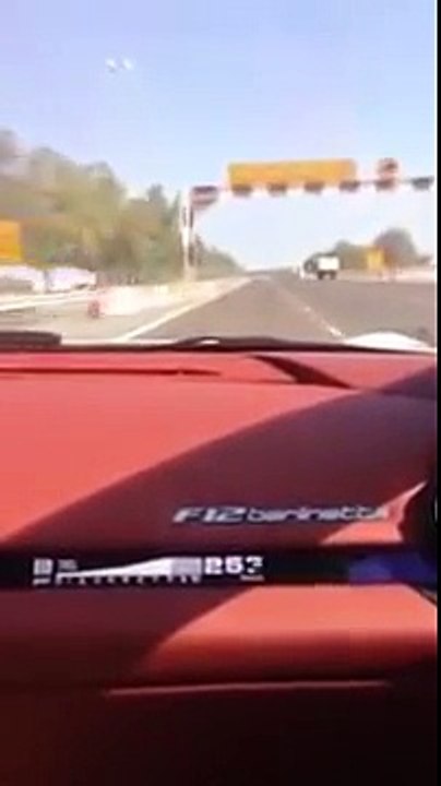 Sebastian Vettel driving Ferrari F12 at 350 km/h on public highway