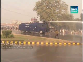 Police use water cannon on PTI workers