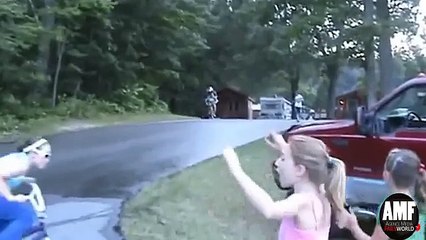 [+18 ~ Sexy Funny Girl]bike jump fail at dock