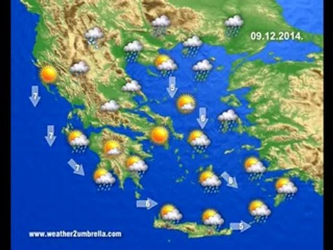 Ο καιρός για την Τρίτη 9 Δεκεμβρίου 2014