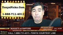 Toronto Raptors vs. Denver Nuggets Free Pick Prediction NBA Pro Basketball Odds Preview 12-8-2014