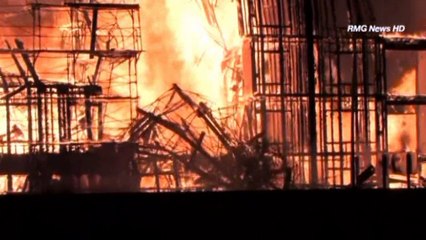 Los Angeles fire destroys apartment block site