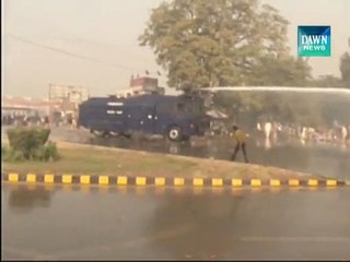 Police use water cannon on PTI workers