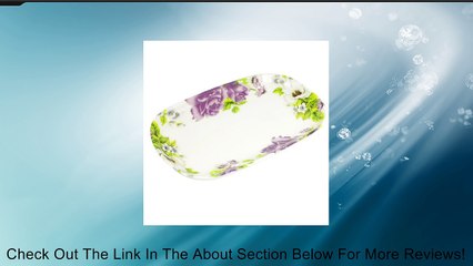 Purple Green Flower Print Rectangle Plastic Biscuit Fruit Dish Plate Review