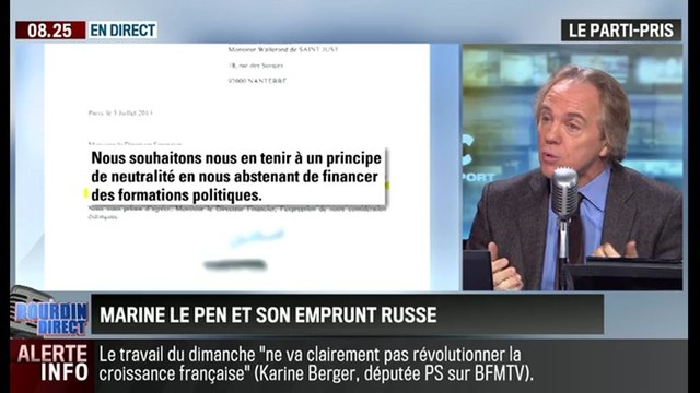 Le parti pris d'Hervé Gattegno: Sur son emprunt russe, Marine Le Pen ne mérite pas un chèque en blanc ! - 09/12