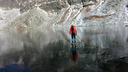 So pure and beautiful frozen lake : ice completely transparent!