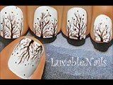 WINTER TREES nail art - easy nail designs - winter nail designs