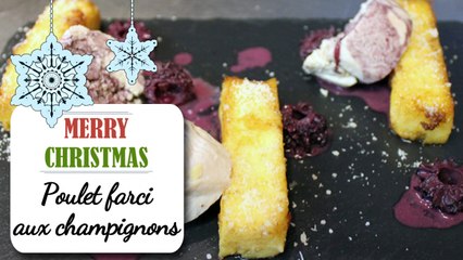Poulet farci aux champignons et frites de polenta - Recette facile Noël