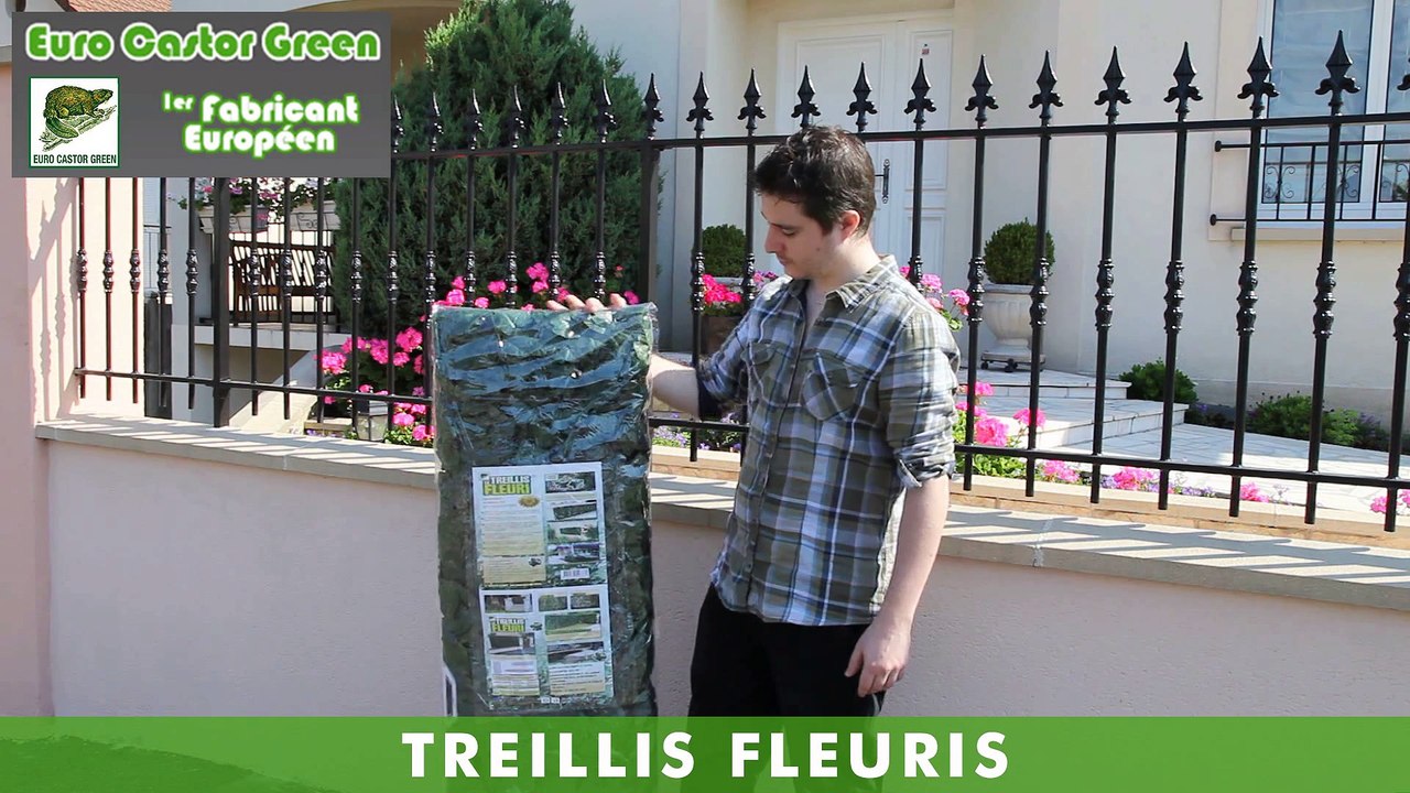 HAIE TREILLIS FLEURIS - HAIE ARTIFICIELLE - BRISE VUE - OCCULTANT - GAZON ARTIFICIEL - GAZON