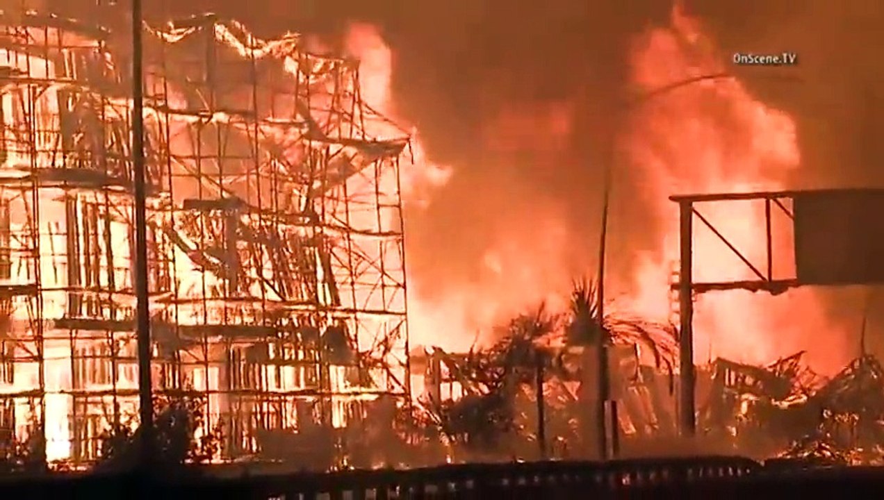 Incendie impressionnant à LOS ANGELES Downtown 8 dec 2014