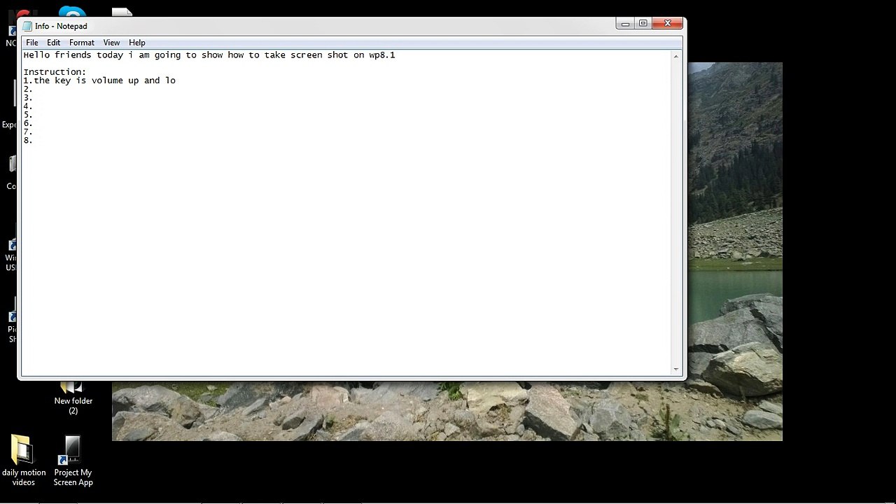 screen shot on wp