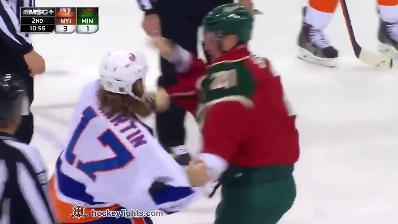 Crazy NHL Hockey Fight : Matt Martin vs Kyle Brodziak Dec 9, 2014