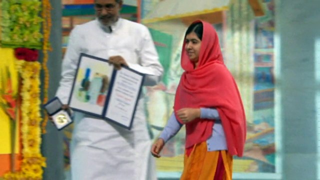 Malala Yousafzai receives joint Nobel Peace Prize