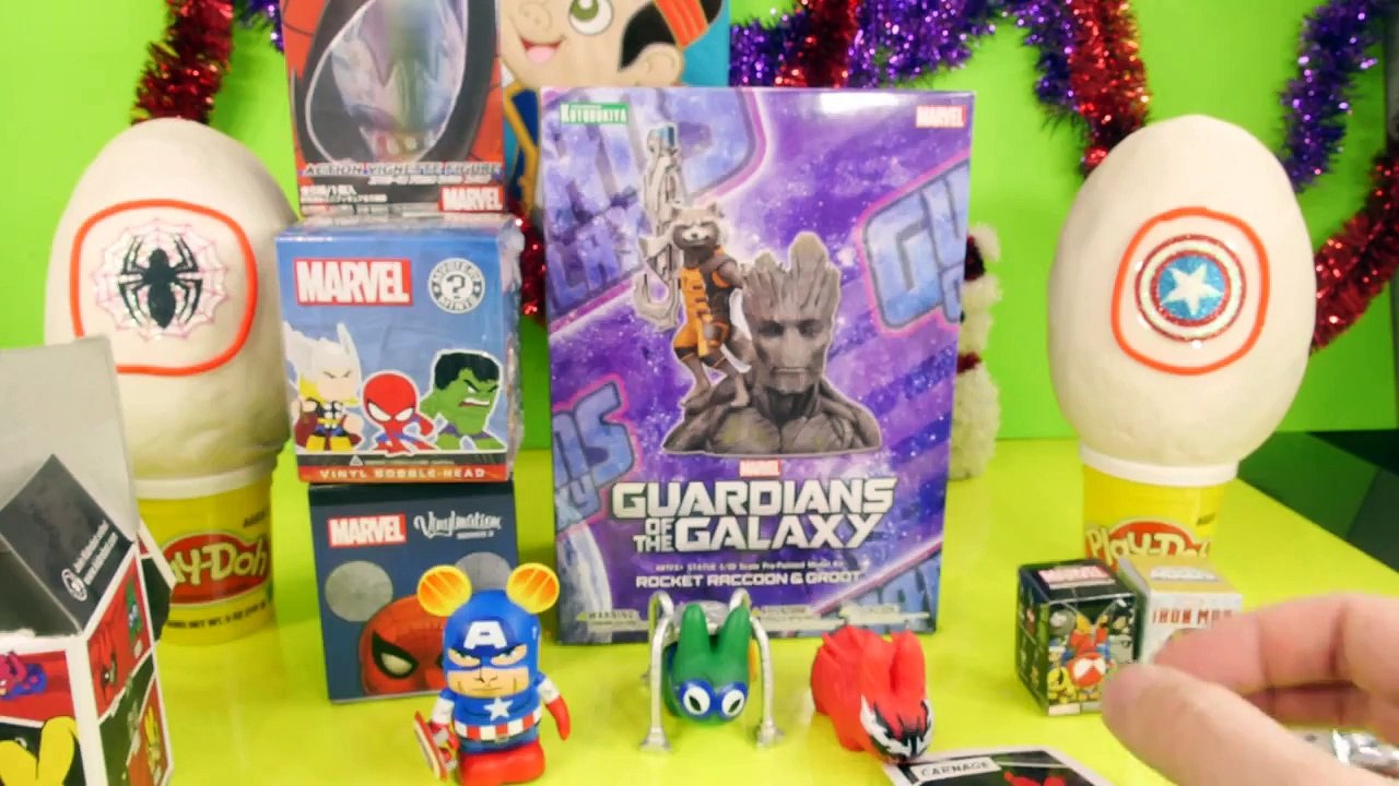Play Doh Surprise Eggs Marvel Superheroes Blind Box Opening Spiderman Captain America Toys DCTC