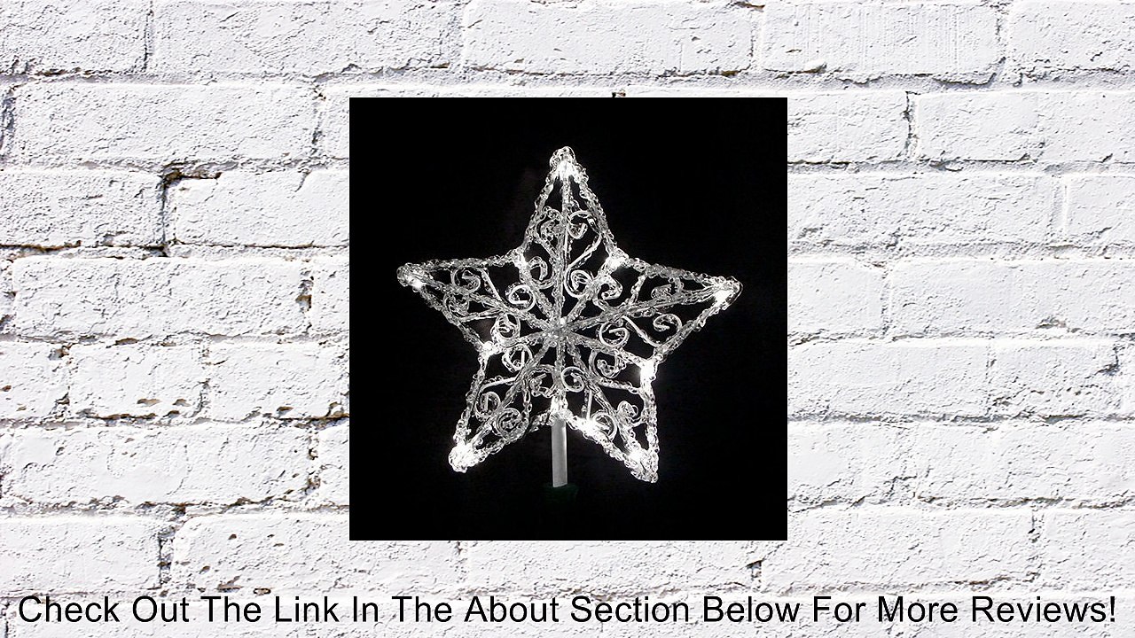 9.5" LED Lighted Icy Crystal Star Christmas Tree Topper - Pure White Lights Review