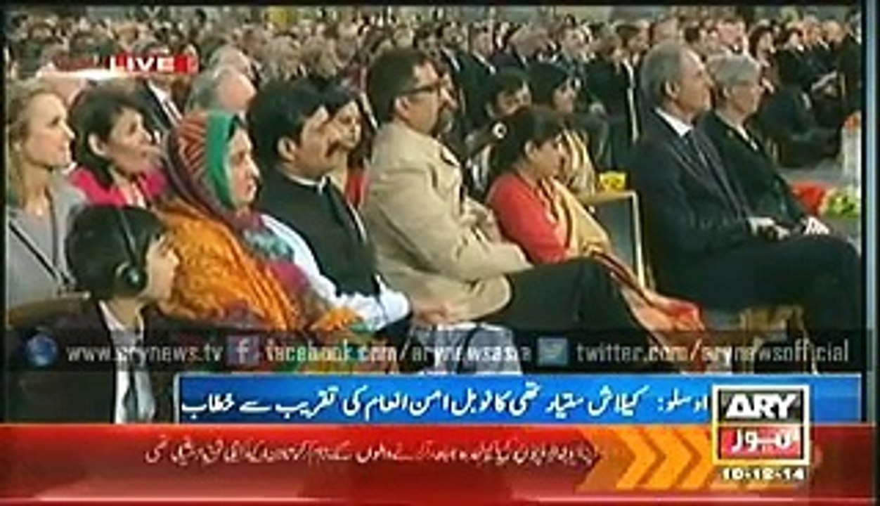 Kailash Satyarthi delivers speech during the Nobel Peace Prize awarding ceremony at the City Hall in Oslo