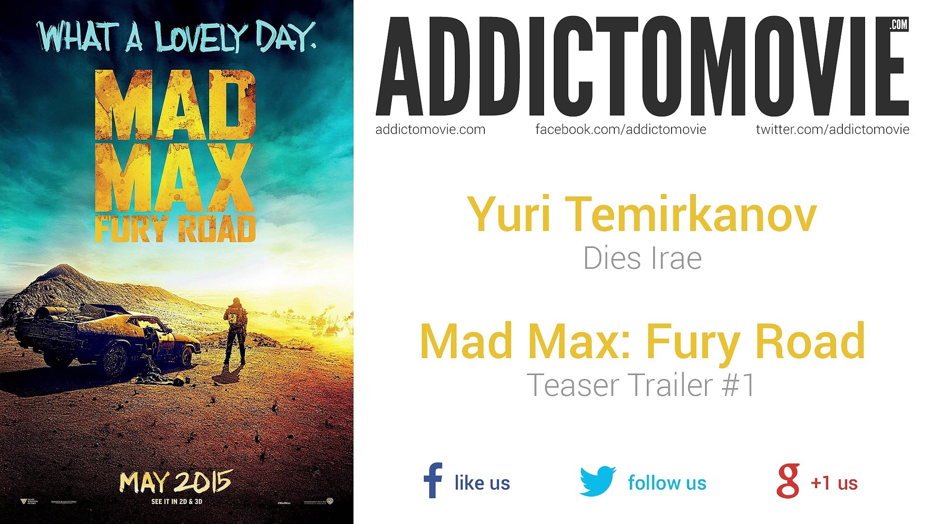 Mad Max: Fury Road - Teaser Trailer #1 Music #2 (Yuri Temirkanov - Dies  Irae) - video Dailymotion