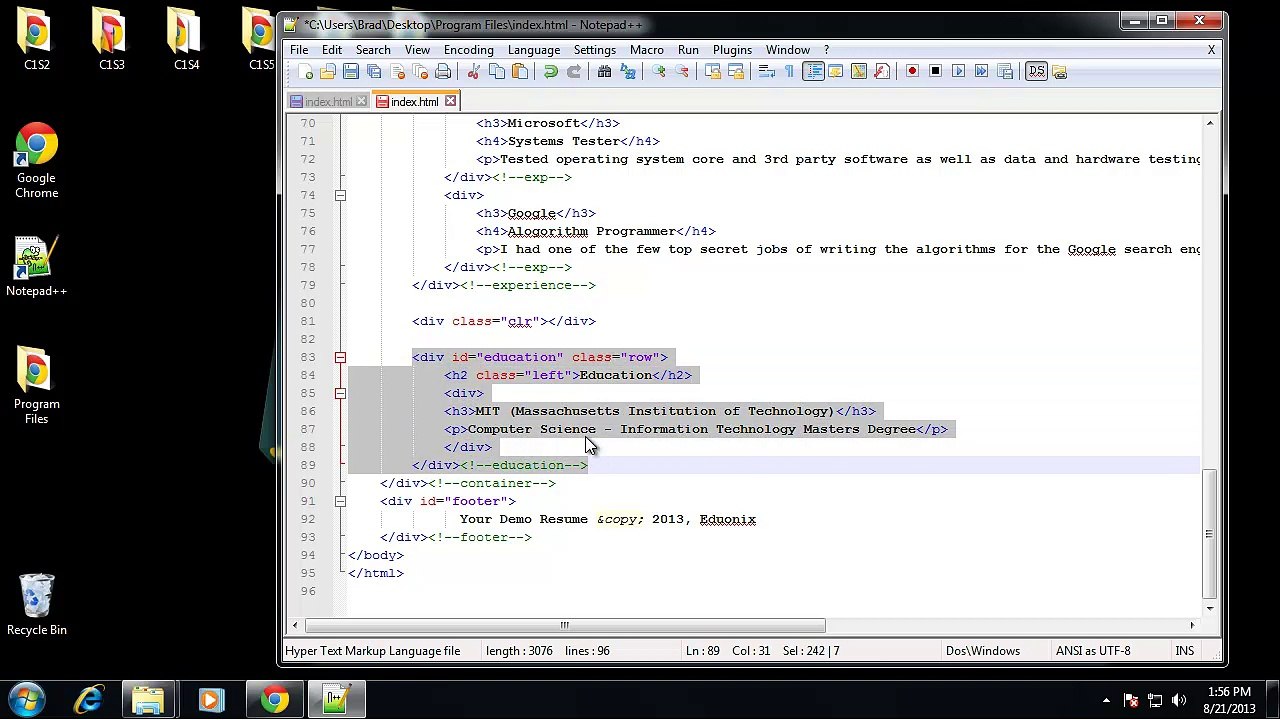 HTML and CSS - Chapter 7 -Project in HTML and CSS