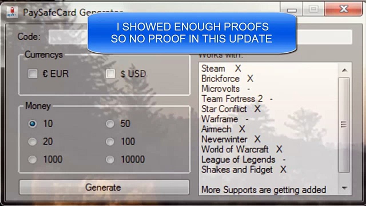 NEWEST UPDATE PaySafeCard Generator [ WORKS WITH STEAM ] [ WORKING ] [ FREE ] [ 2013 ]
