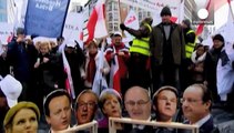 Manifestación de productores de leche en Bruselas