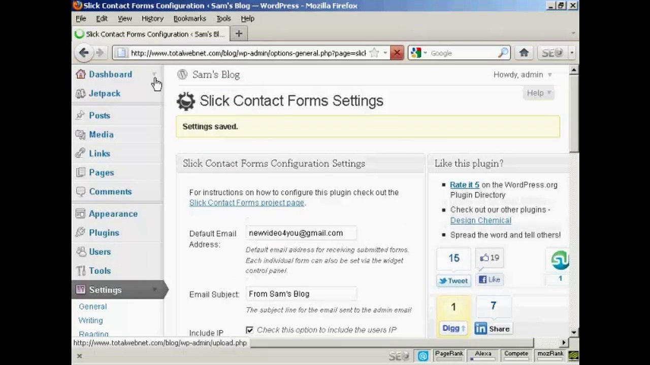 Install Contact Form Plugin For WordPress