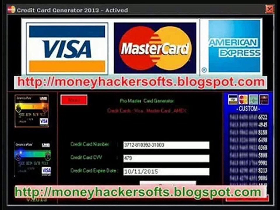 Working credit card generator 2013 with cvv !