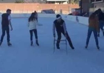 College Kids Figure Skate With a Zimmer Frame
