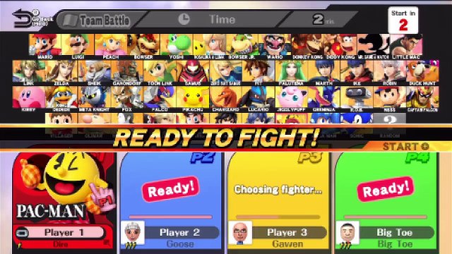 Super Smash Bros. For Wii U Ranked Online Wi-Fi Team Battle / Match / Fight - Playing As Pac-Man