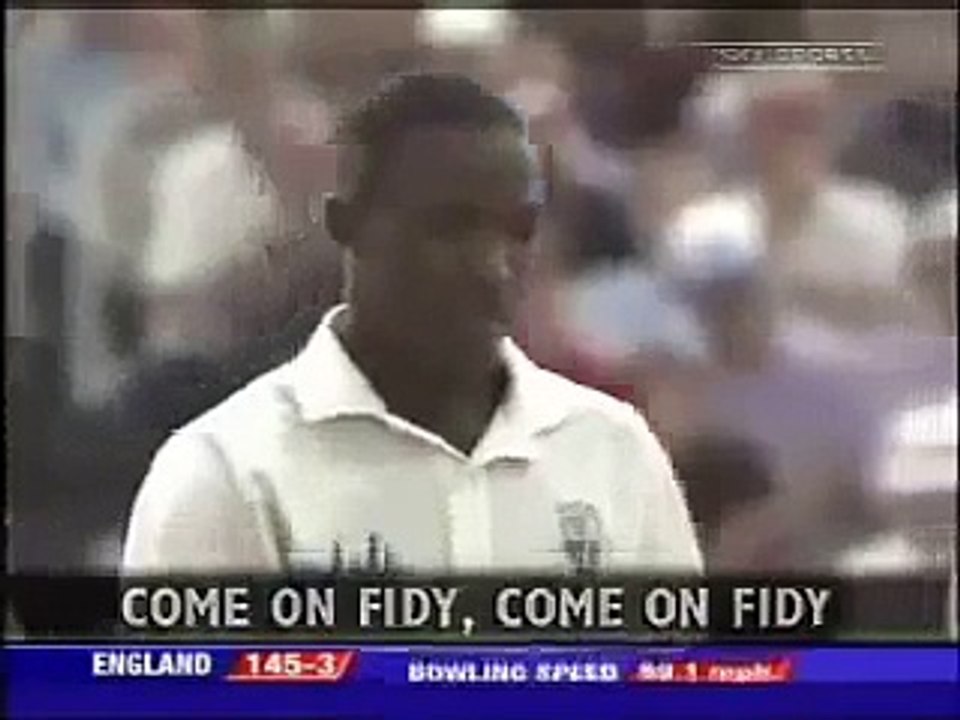 Freddie Flintoff sledging Tino Best  - Mind The Windows