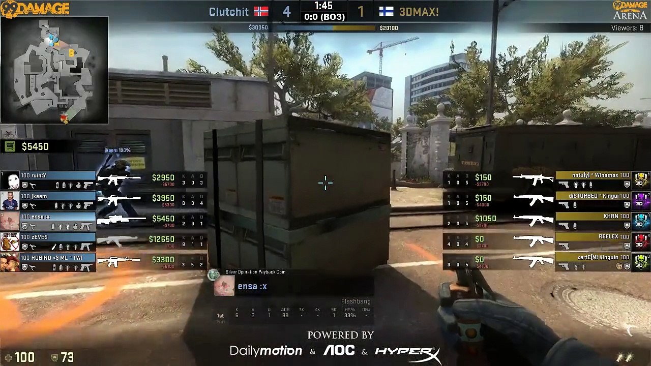 99Damage Arena #2 - 3DMAX vs. Clutchit.org (de_overpass) Map 1