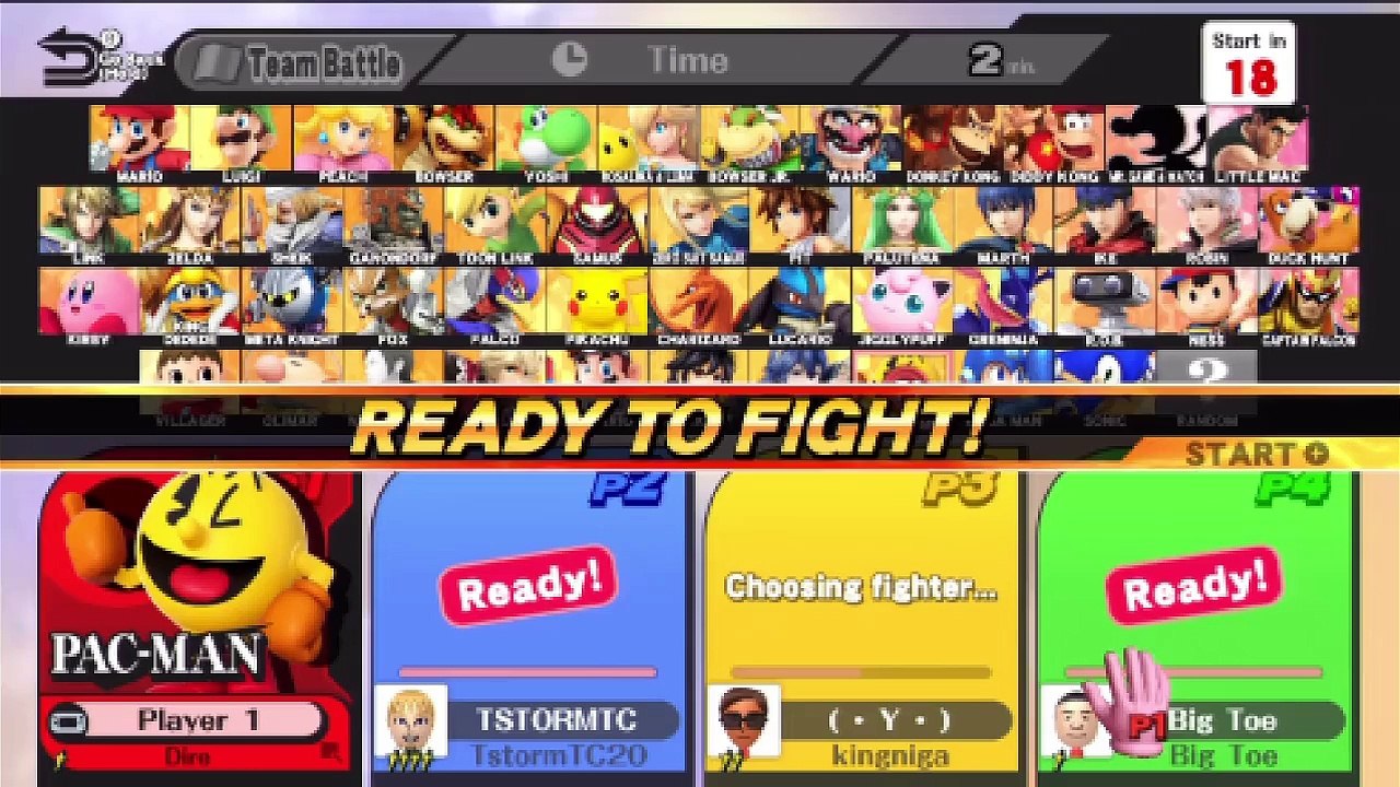 Super Smash Bros. For Wii U Ranked Online Wi-Fi Team Battle / Match / Fight - Playing As Pac-Man