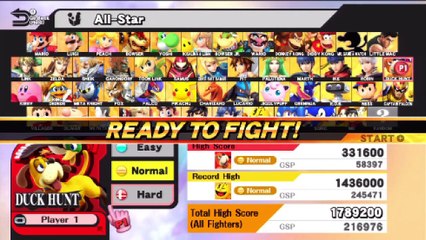 Super Smash Bros. For Wii U All-Star Mode Let's Play / PlayThrough / WalkThrough Part - Playing As Duck Hunt