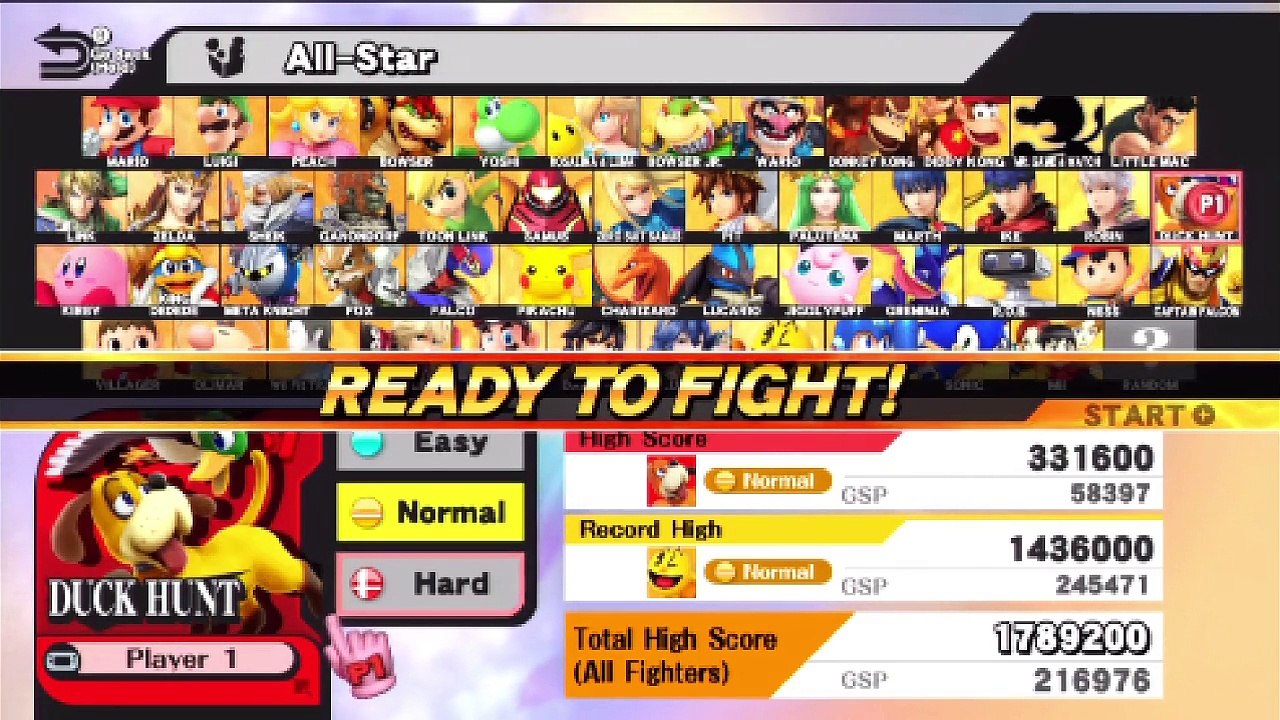 Super Smash Bros. For Wii U All-Star Mode Let's Play / PlayThrough / WalkThrough Part - Playing As Duck Hunt