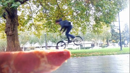 BMX Riders Use Pizza For Ramps