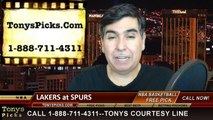 San Antonio Spurs vs. LA Lakers Free Pick Prediction NBA Pro Basketball Odds Preview 12-12-2014