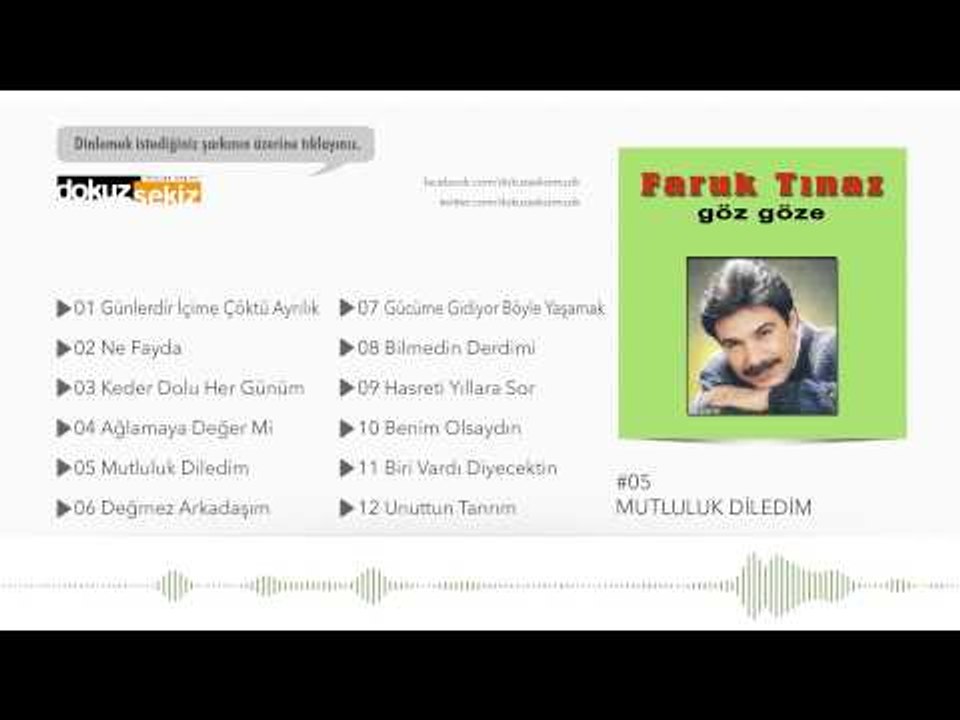 Faruk Tınaz - Mutluluk Diledim  (Official Audio)
