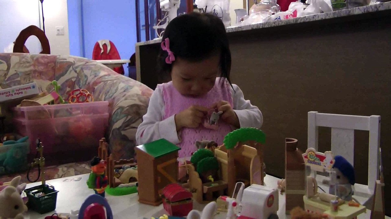 Girl And Sylvanian Families Rabbit