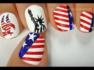 4th of July Nails - Nail Art Drawing - How to do Easy nail art