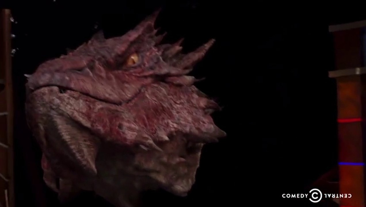 Smaug the Dragon on Stephen Colbert TV Show, laughing at Game of thrones! Epic...