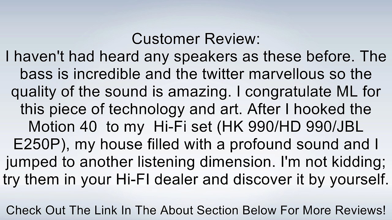 MartinLogan Motion 40 Gloss White Floorstanding Loudspeaker (Each) Review