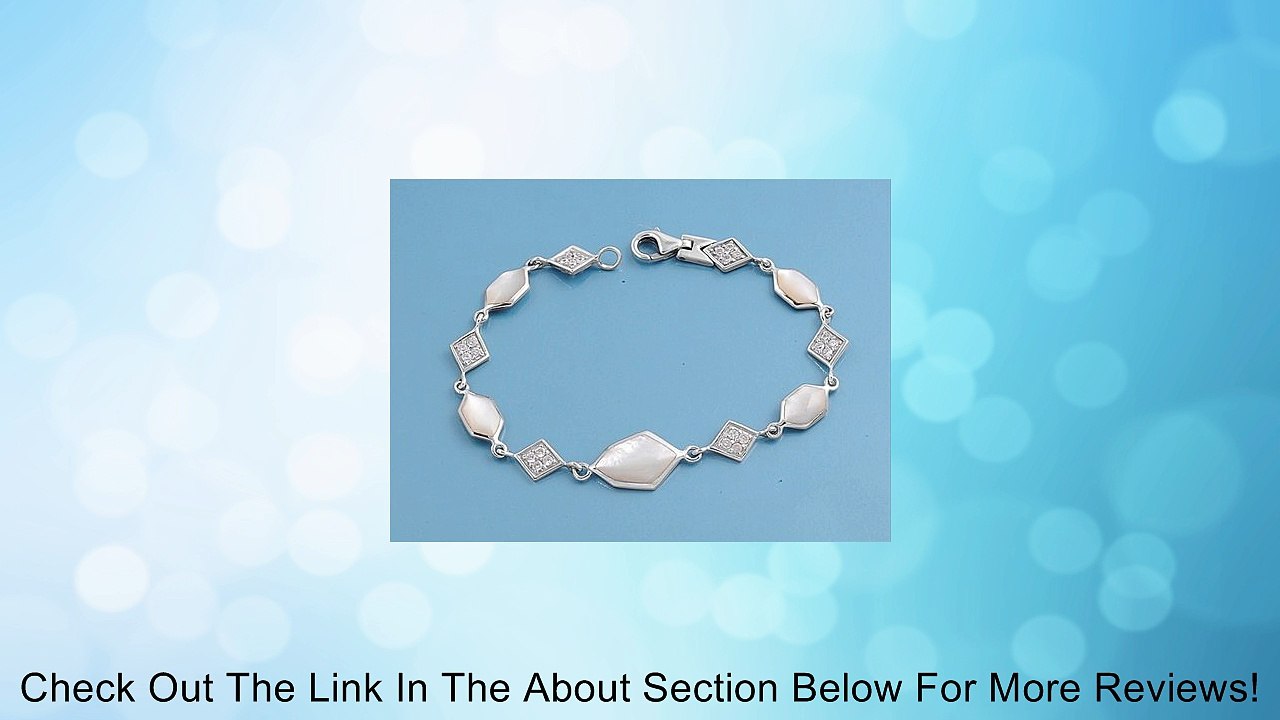 10MM 7" .925 Sterling Silver MOTHER OF PEARL BRACELET W/ BEAUTIFUL ACCENTS Review