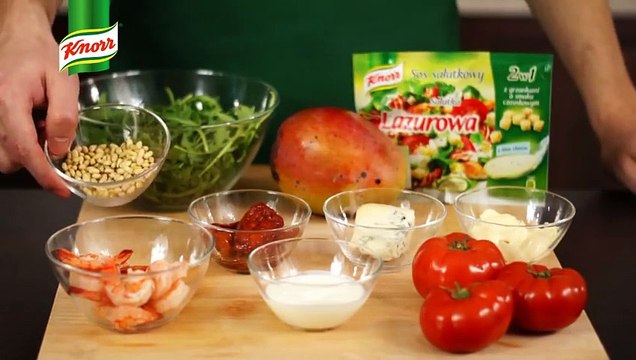 Przepis - Sałatka z rukolą i krewetkami